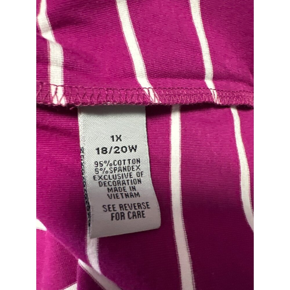 Catherines Women's Purple & White Striped V-Neck Short Sleeve Top Size 1X - Picture 6 of 8